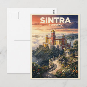Sintra Portugal Reis in Retro Stijl Briefkaart