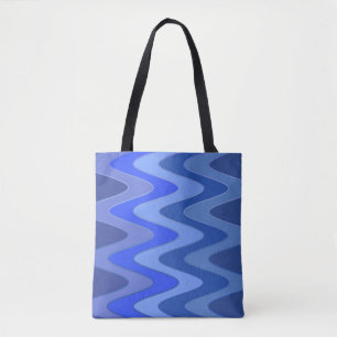 Sinus Waves-patroon - blauwe mix + uw ideeën Draagtas
