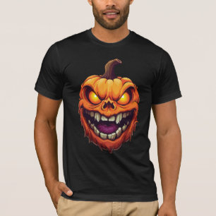Sinuut grijnzende pompoenkop t-shirt