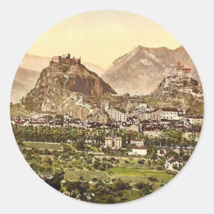 Sion, algemeen uitzicht, Wallis, Zwitserland class Ronde Sticker
