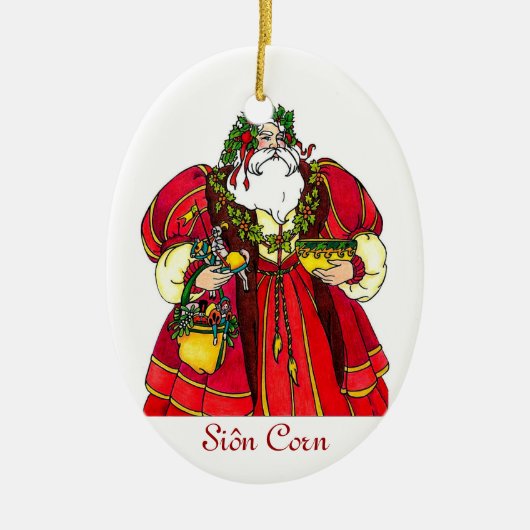 Siôn Corn kerstversier Keramisch Ornament (Voorkant)