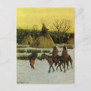 Sioux Camp bij Wounded Knee door John Hauser Briefkaart