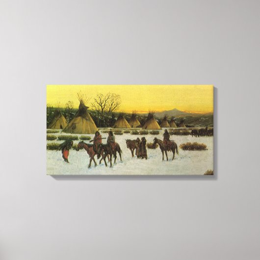 Sioux Camp bij Wounded Knee door John Hauser Canvas Afdruk (Voorkant)