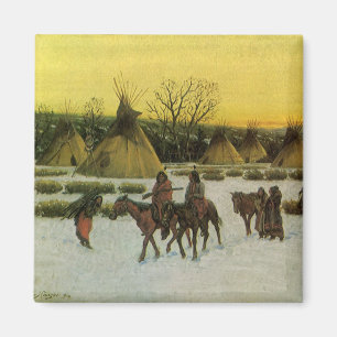 Sioux Camp bij Wounded Knee door John Hauser Magneet