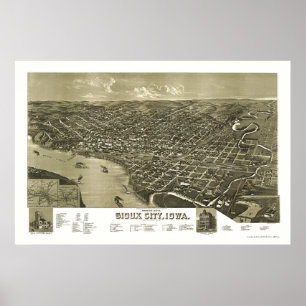 Sioux City, IA Panoramic Map - 1888 Poster