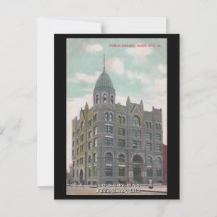 Sioux City Iowa, openbare bibliotheek Vintage geïn Briefkaart