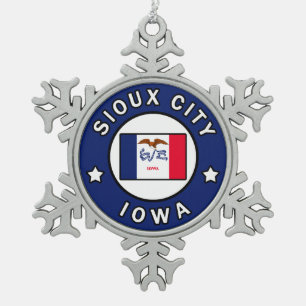 Sioux City Iowa Tin Sneeuwvlok Ornament