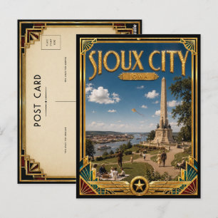 Sioux City Iowa Vintage Art Deco Gouden Tijdperk Briefkaart