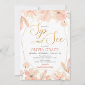 Sip and See baby meisje, blush roze goud elegant Kaart (Voorkant)