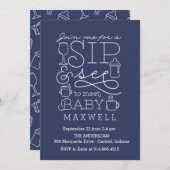 Sip and See Baby Shower Invitations (Devant / Derrière)