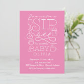 Sip and See Baby Shower Invitations Girl (Debout devant)