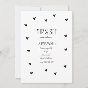 Sip and See Baby shower Minimalistisch baby shower Kaart