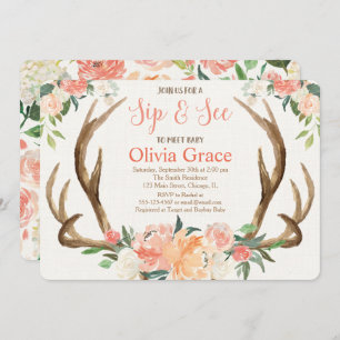 Sip and See girl baby shower invitation bienvenue