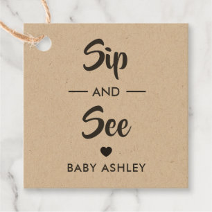 Sip and See Label, Nieuw Baby Gift Label, Baby sho Bedankjes Labels