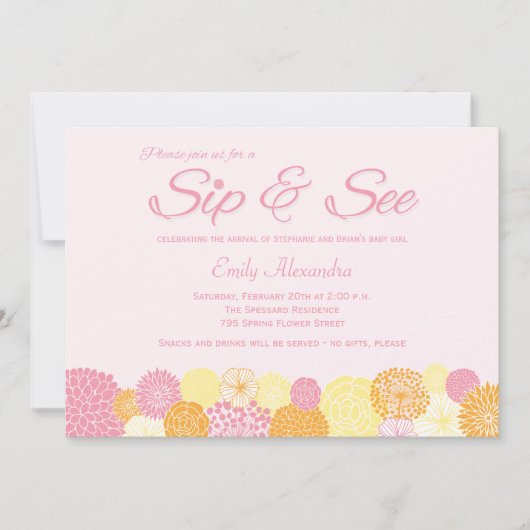 Sip and See new baby faire-part invitation (Devant)