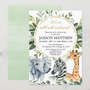 Sip and See safari baby shower, meet greet baby Kaart
