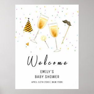 Sip and See Sprinkle Champagne Baby shower Welkom Poster