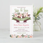 Sip and See Tea Party Baby shower Invitation (Debout devant)