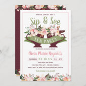 Sip and See Tea Party Baby shower Invitation (Devant / Derrière)