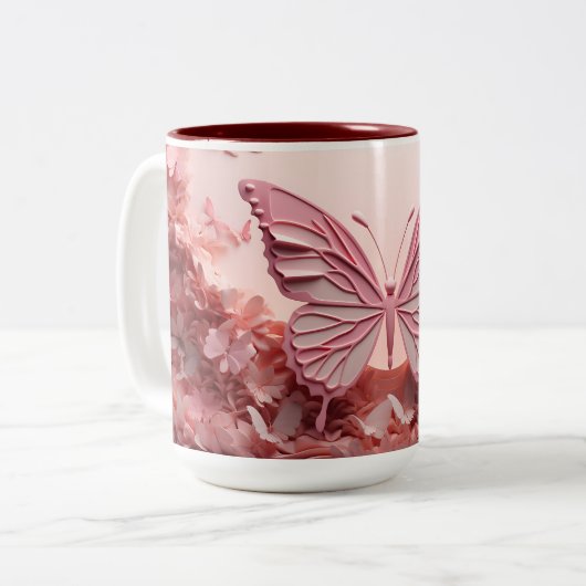 Sip avec style : Mug de café à papillon 3D (Devant gauche)