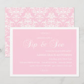 Sip De Damas Rose Et Blanc Et Voir Invitation (Devant / Derrière)