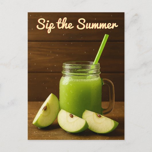Sip de zomer - Groene appelsap en vers fruit Briefkaart (Voorkant)