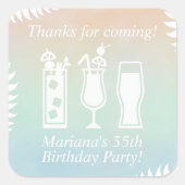 Sip en Dip Pool Party Favor Vierkante Sticker (Voorkant)