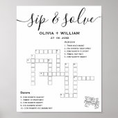Sip en los aangepaste bruiloft kruiswoordpuzzel op poster (Voorkant)