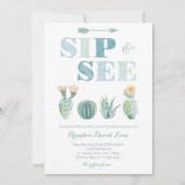 Sip en See for boy with waterverf cacti, gingham Kaart (Voorkant)