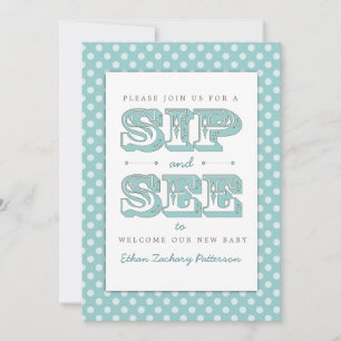 Sip en See Sweet Baby Boy in Blauwgroen Uitnodigin Kaart