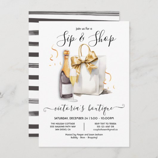 Sip en Shop boutique winkel evenement Kaart (Voorkant / Achterkant)