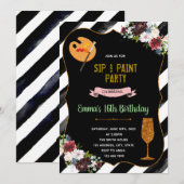 Sip en verf 16e verjaardag kaart (Voorkant / Achterkant)