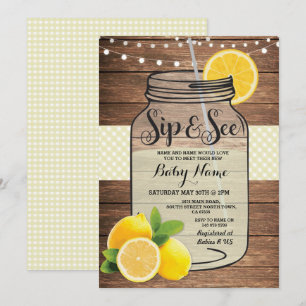 Sip en zie Baby shower hout Uitnodiging