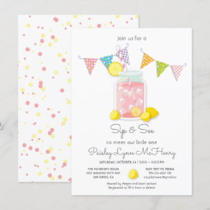 Sip en zie Baby shower Mason Jar Invitation Kaart