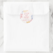 Sip et voir Baby shower Étiquette Floral moderne (Sac)