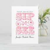 Sip Et Voir Party Pink Baby shower Invitation (Debout devant)
