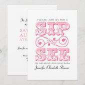Sip Et Voir Party Pink Baby shower Invitation (Devant / Derrière)
