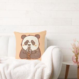 Sip Gebeurt – Grappige Panda Boba Retro Stijl Kussen