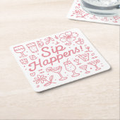 Sip gebeurt vierkante kartonnen onderzetter (Schuin)