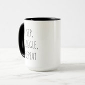 Sip, Giggle, Herhaal Funny Modern Black en White Mok (Voorkant links)