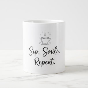 Sip. Glimlach. Herhaal. Minimalistische Pastel Cof Extra Grote Beker