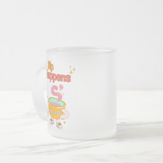 Sip Happens Humor Frosted Mug (Devant gauche)