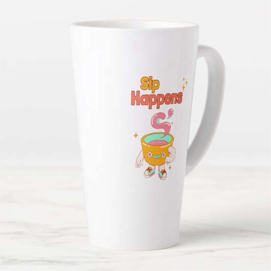 Sip Happens Humor Latte Mug (Angle droit)