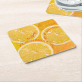 "Sip Happens" Leuke Lemon Slice Cocktail Set van 6 Vierkante Kartonnen Onderzetter (Schuin)