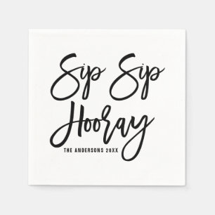 Sip Hoera Hand Geletterde Trouwpapier Servetten
