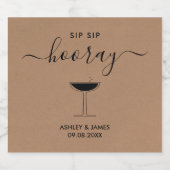 Sip Hooray Chapagne Label, Bruiloft Glas Sparkling Wijnetiket (Enkel label)