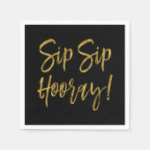 Sip Hooray Faux Gold Foil en zwarte servetten (Voorkant)
