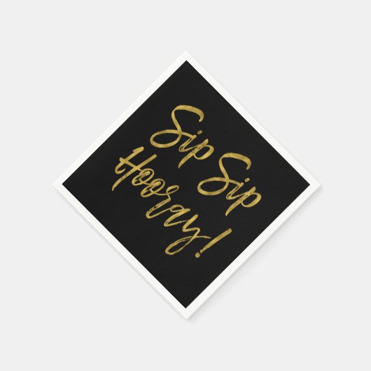 Sip Hooray Faux Gold Foil en zwarte servetten (Hoek)