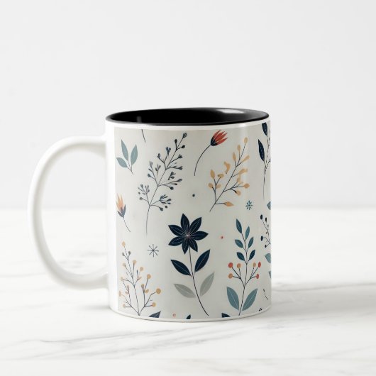 Sip in Bloom : La Mug de café floral feuillu (Gauche)