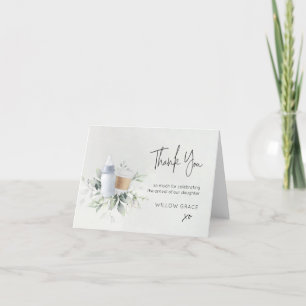 Sip n Voir Nouveau bébé plié Carte de remerciement